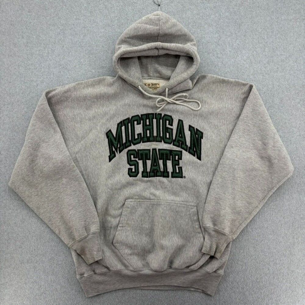 Steve & Barry's Michigan State Spartans Hoodie Mens M Gray Embroidered MSU Retro